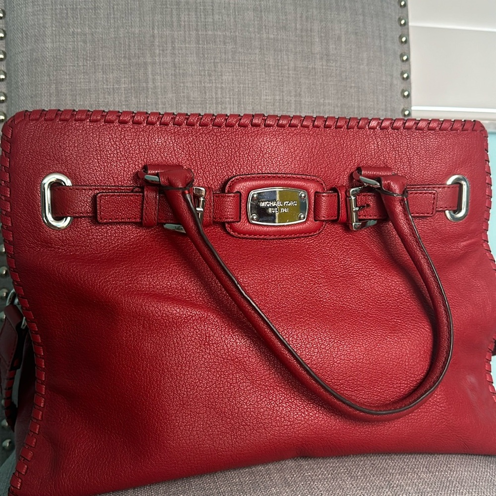 Michael Kors Large Whipped Hamilton Red Leather Purse💌♥️